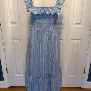 Vineyard Vines Blue and White Strapless Dress